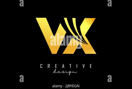 Creative golden letter VX v x logo with leading lines and road concept design. Letters with geometric design. Vector Illustration with letter and crea Stock Vector