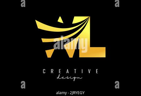 Creative golden letter WL w l logo with leading lines and road concept design. Letters with geometric design. Vector Illustration with letter and crea Stock Vector