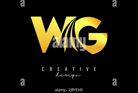 Creative golden letter WG w g logo with leading lines and road concept design. Letters with geometric design. Vector Illustration with letter and crea Stock Vector