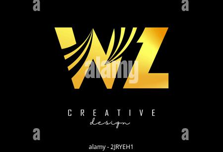 Creative golden letter WZ w z logo with leading lines and road concept design. Letters with geometric design. Vector Illustration with letter and crea Stock Vector