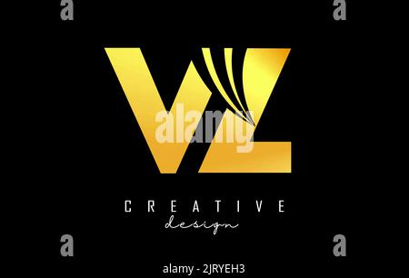 Creative golden letter VZ v z logo with leading lines and road concept design. Letters with geometric design. Vector Illustration with letter and crea Stock Vector