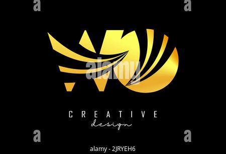 Creative golden letter WO w o logo with leading lines and road concept design. Letters with geometric design. Vector Illustration with letter and crea Stock Vector