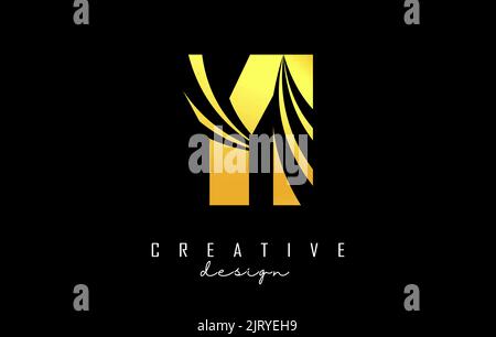 Creative golden letter Yi y i logo with leading lines and road concept design. Letters with geometric design. Vector Illustration with letter and crea Stock Vector