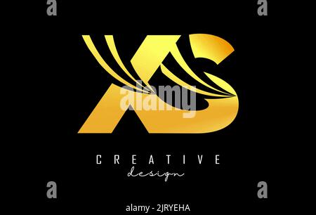 Creative gold letter XS x s logo with leading lines and road concept design. Letters with geometric design. Vector Illustration with letter and creati Stock Vector