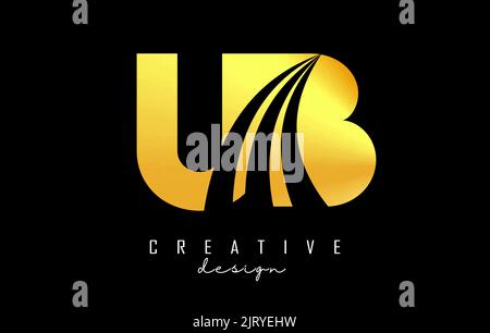 Creative golden letter UB u b logo with leading lines and road concept design. Letters with geometric design. Vector Illustration with letter and crea Stock Vector