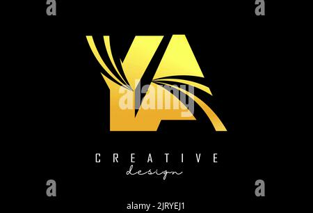 Creative golden letter YA y a logo with leading lines and road concept design. Letters with geometric design. Vector Illustration with letter and crea Stock Vector