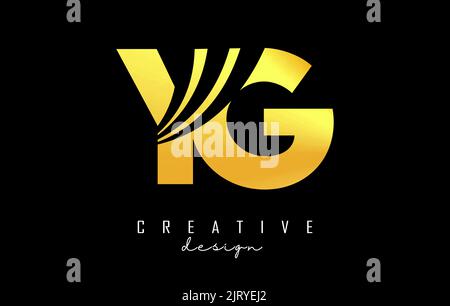Creative golden letter YG y g logo with leading lines and road concept design. Letters with geometric design. Vector Illustration with letter and crea Stock Vector
