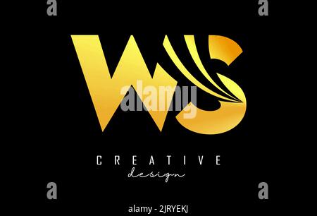 Creative golden letter WS w s logo with leading lines and road concept design. Letters with geometric design. Vector Illustration with letter and crea Stock Vector