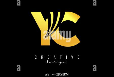 Creative golden letter Yc y c logo with leading lines and road concept design. Letters with geometric design. Vector Illustration with letter and crea Stock Vector