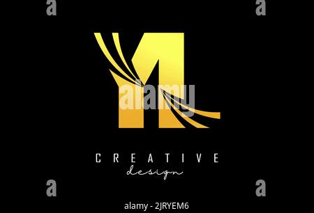 Creative golden letter YL y l logo with leading lines and road concept design. Letters with geometric design. Vector Illustration with letter and crea Stock Vector