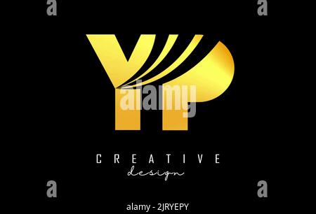 Creative golden letter YP y p logo with leading lines and road concept design. Letters with geometric design. Vector Illustration with letter and crea Stock Vector