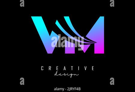 Creative colorful letter VM v m logo with leading lines and road concept design. Letters with geometric design. Vector Illustration with letter and cr Stock Vector