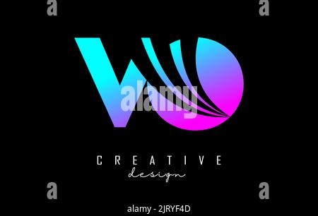 Creative colorful letter VO v o logo with leading lines and road concept design. Letters with geometric design. Vector Illustration with letter and cr Stock Vector