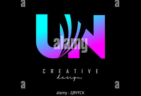 Creative colorful letter Un u n logo with leading lines and road concept design. Letters with geometric design. Vector Illustration with letter and cr Stock Vector