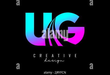 Creative colorful letter UG u G logo with leading lines and road concept design. Letters with geometric design. Vector Illustration with letter and cr Stock Vector