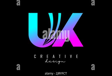 Creative colorful letter UX u x logo with leading lines and road concept design. Letters with geometric design. Vector Illustration with letter and cr Stock Vector