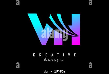 Creative colorful letter VH v h logo with leading lines and road concept design. Letters with geometric design. Vector Illustration with letter and cr Stock Vector