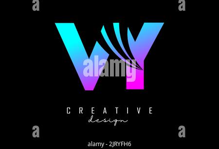 Creative colorful letter VY v y logo with leading lines and road concept design. Letters with geometric design. Vector Illustration with letter and cr Stock Vector