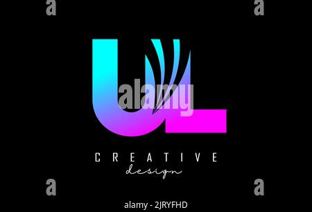 Creative colorful letter UL u l logo with leading lines and road concept design. Letters with geometric design. Vector Illustration with letter and cr Stock Vector