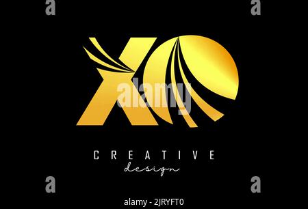 Creative gold letter XO x o logo with leading lines and road concept design. Letters with geometric design. Vector Illustration with letter and creati Stock Vector