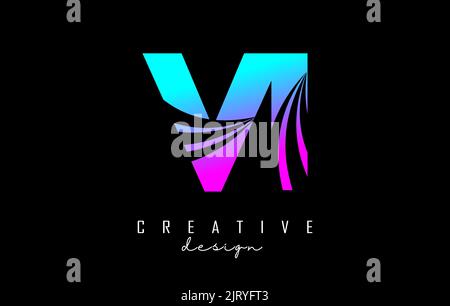 Creative colorful letter Vi v i logo with leading lines and road concept design. Letters with geometric design. Vector Illustration with letter and cr Stock Vector
