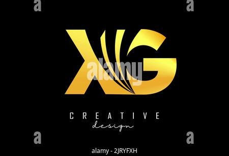 Creative gold letter XG x g logo with leading lines and road concept design. Letters with geometric design. Vector Illustration with letter and creati Stock Vector
