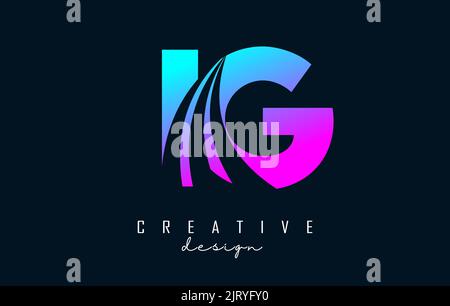 IG I Q Lines Letter Design with Creative Elegant Zebra Vector ...