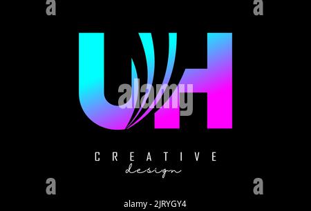 Creative colorful letter Uh u h logo with leading lines and road concept design. Letters with geometric design. Vector Illustration with letter and cr Stock Vector