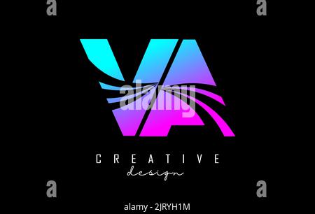 Creative colorful letter VA v a logo with leading lines and road concept design. Letters with geometric design. Vector Illustration with letter and cr Stock Vector