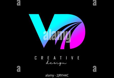 Creative colorful letter VD v d logo with leading lines and road concept design. Letters with geometric design. Vector Illustration with letter and cr Stock Vector