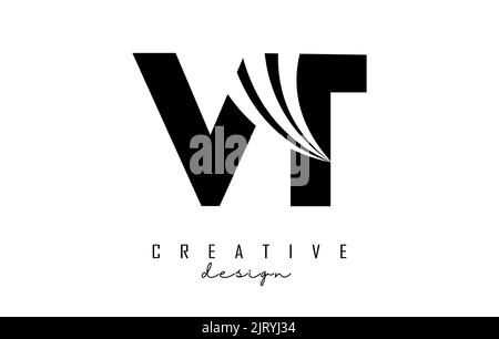 VT V T Lines Letter Design with Creative Elegant Zebra Vector ...