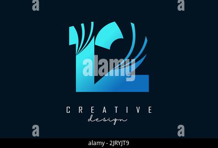 Creative number 12 1 2 logo with leading lines and road concept design. Number with geometric design. Vector Illustration with number and creative cut Stock Vector