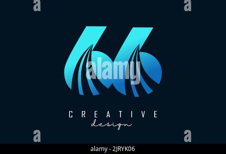 Creative number 66 6 logo with leading lines and road concept design. Letter with geometric design. Vector Illustration with number. Stock Vector