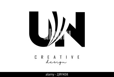 abstract letter un stripes lines geometric design logo vector Stock ...