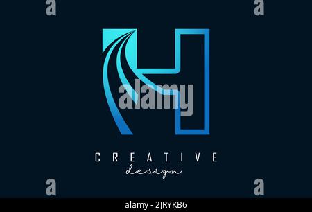 Outline Creative letter H logo with leading lines and road concept design. Letter H with geometric design. Vector Illustration with letter and cuts. Stock Vector
