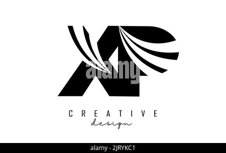 XP X P Lines Letter Design with Creative Elegant Zebra Vector ...