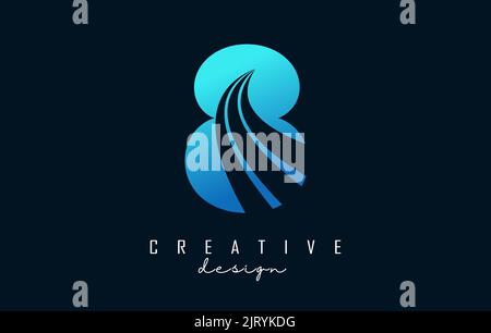 Creative number 8 logo with leading lines and road concept design. Number with geometric design. Vector Illustration with number and creative cuts. Stock Vector