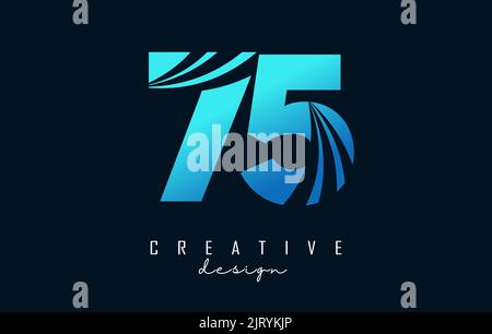 Creative number 75 7 5 logo with leading lines and road concept design. Letter with geometric design. Vector Illustration with number. Stock Vector