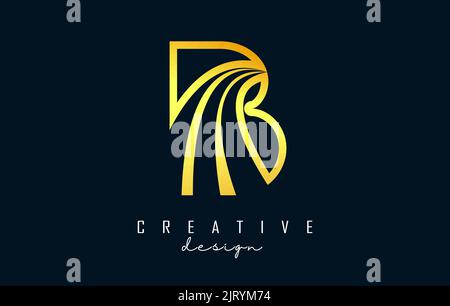 Golden Outline Creative letter B logo with leading lines and road concept design. Letter B with geometric design. Vector Illustration with letter and Stock Vector