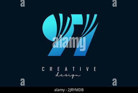 Creative number 97 9 7 logo with leading lines and road concept design. Letter with geometric design. Vector Illustration with number. Stock Vector