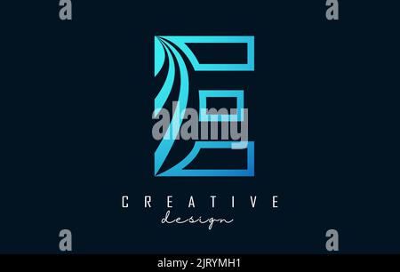 Outline Creative letter E logo with leading lines and road concept design. Letter E with geometric design. Vector Illustration with letter and cuts. Stock Vector