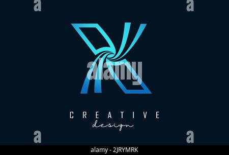 Outline Creative letter X logo with leading lines and road concept design. Letter X with geometric design. Vector Illustration with letter and cuts. Stock Vector