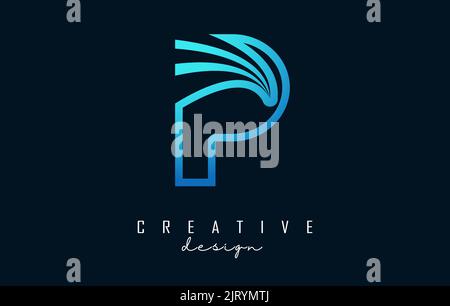 Outline Creative letter P logo with leading lines and road concept design. Letter P with geometric design. Vector Illustration with letter and cuts. Stock Vector