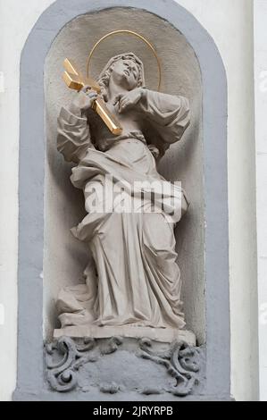 Sculpture on the facade of Ternopil main cathedral in Ukraine Stock Photo