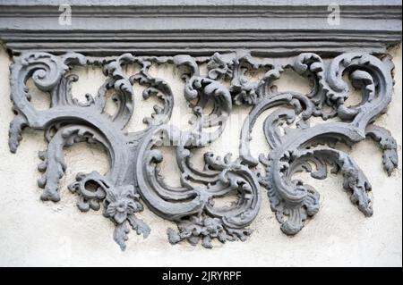 Gray stucco wall decoration on wall Stock Photo