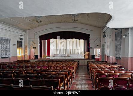 Assembly hall of Palace of Culture made in Vyshnivets Palace, located in Vyshnivets, Ukraine