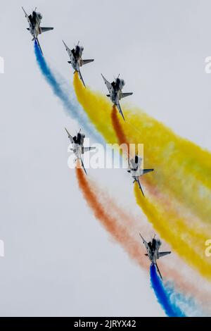 Changchun, China's Jilin Province. 26th Aug, 2022. China's Bayi Aerobatic Team performs during the Changchun Air Show in Changchun, northeast China's Jilin Province, Aug. 26, 2022. Credit: Wan Quan/Xinhua/Alamy Live News Stock Photo