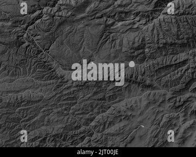 Bamyan, province of Afghanistan. Grayscale elevation map with lakes and rivers Stock Photo