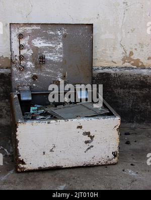 old rarity Metal box with iron details Stock Photo