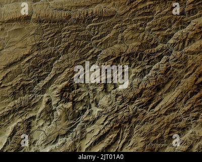 Daykundi, province of Afghanistan. Elevation map colored in wiki style with lakes and rivers Stock Photo